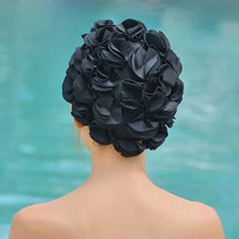 Женская шапочка для плавания с цветами водонепроницаемая летняя в бассейне