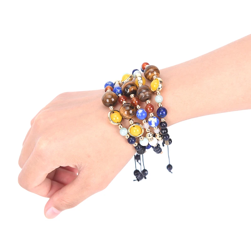 Модные солнечные системы Вселенной Восемь браслет с планетами звезды Лава Бусы