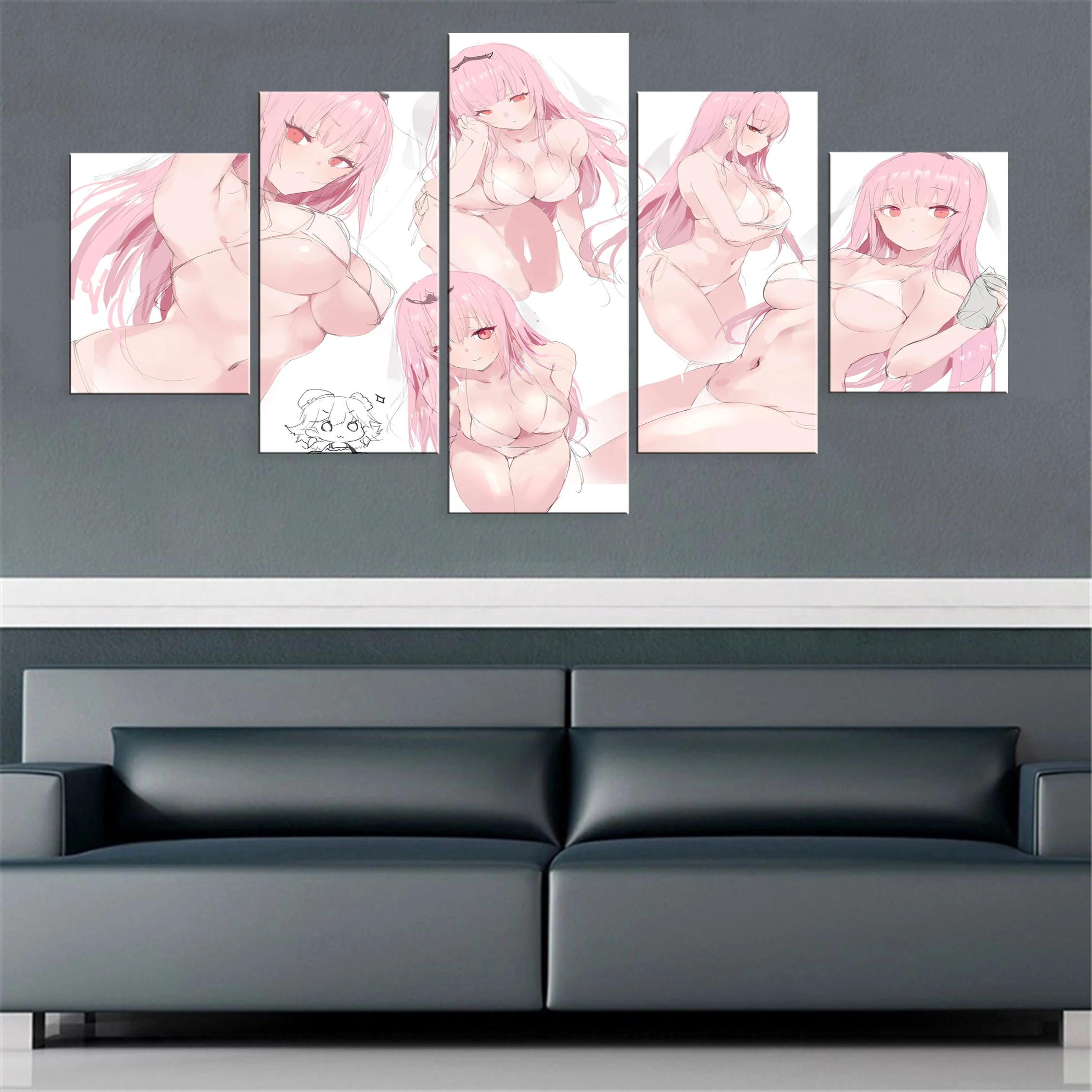 

Anime Bikini Girl 5 Piece Canvas Painting Poster Beauty Wall Artwork Decor Modern Modular Decoration Picture Fr Printed