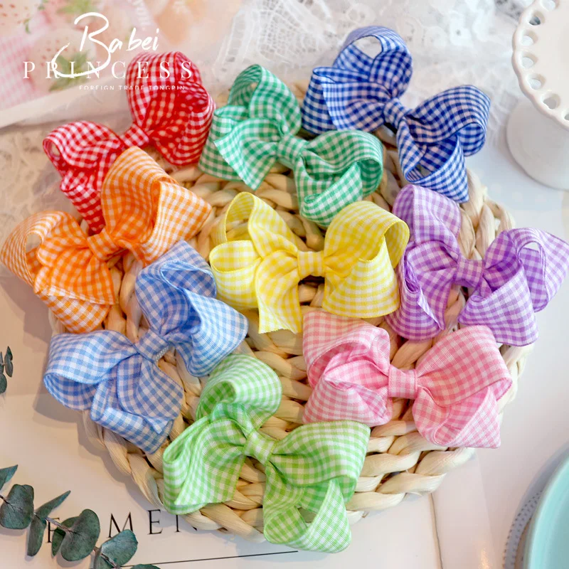

New Korean children's hair accessories in small fresh Plaid bowknot girl's hairpin Sen girl's hair ring hair rope