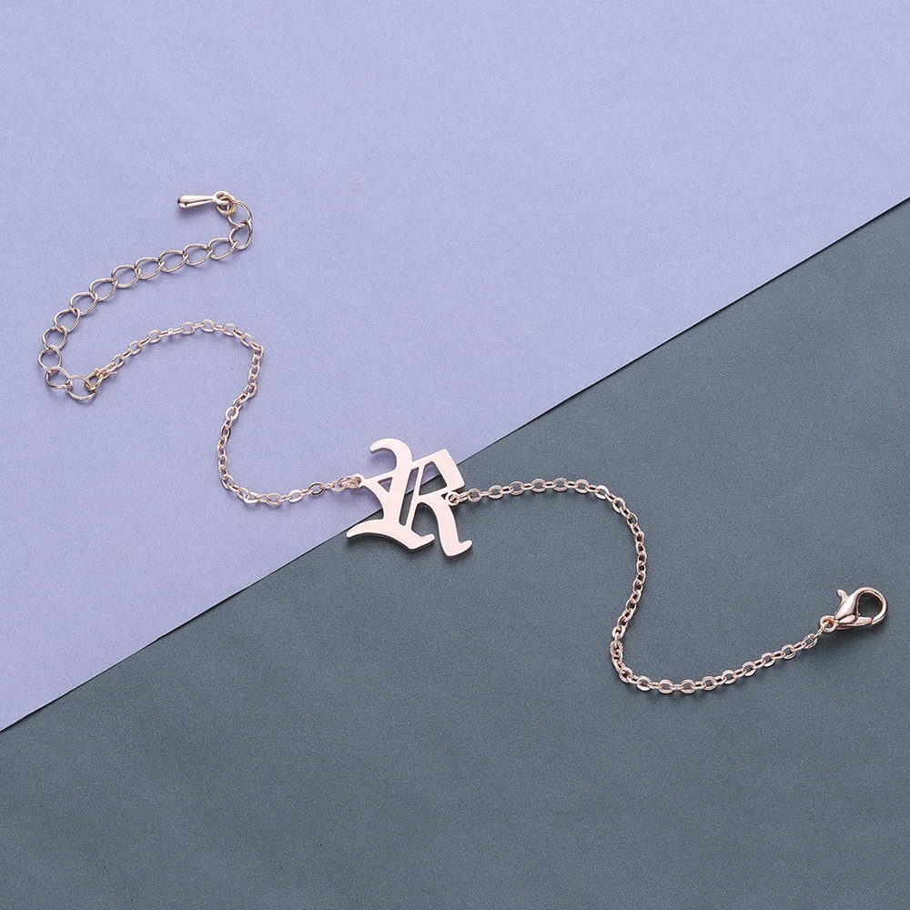 Старый Английский алфавит R письмо браслет для женщин Мода шрифт капитал A Z