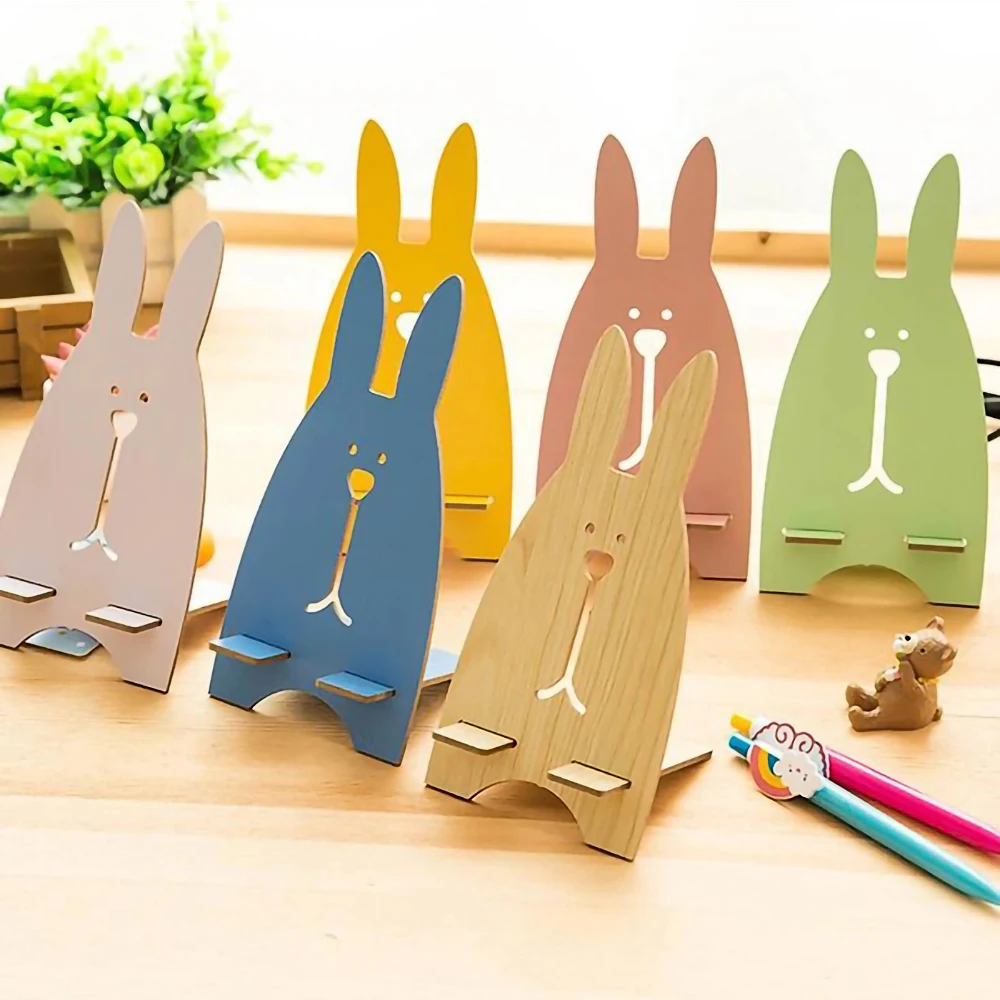ihuigol cute bunny mobile phone holder desktop cell phone stand detachable for iphone 11 12 7 8 ipad samsung wood tablet support free global shipping