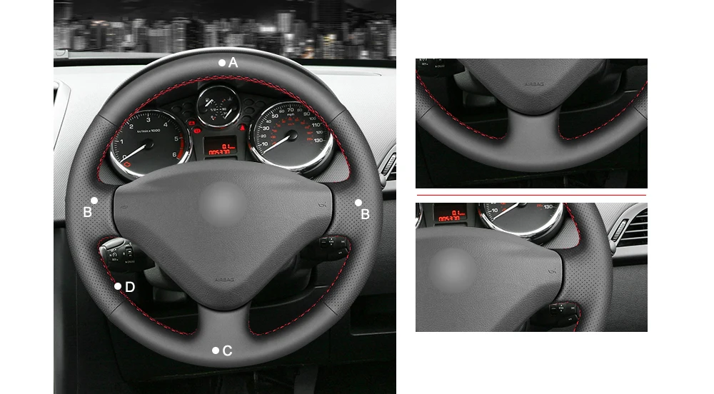 Черный чехол рулевого колеса автомобиля из натуральной кожи для peugeot 207 Expert Partner Citroen Berlingo Jumpy Fiat Scudo Toyota Proace