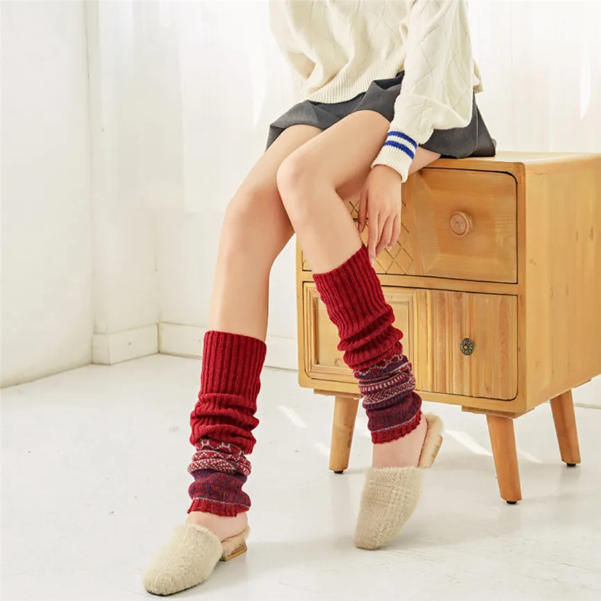 2019 разноцветные женские зимние носки длинные однотонные чулки нескользящие