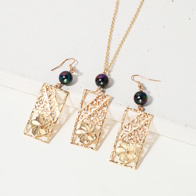 Комплект украшений из ожерелья сережек жемчуга полинезийского Гавайского Самоа