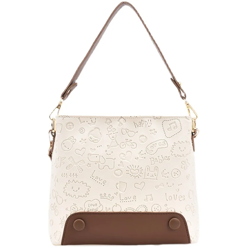 

Original Brand High-end Handbags New Fashion Hot Messenger Bag Shoulder Bag Cartoon Imprint Bucket Bag Underarm Bag Dual-use Bag