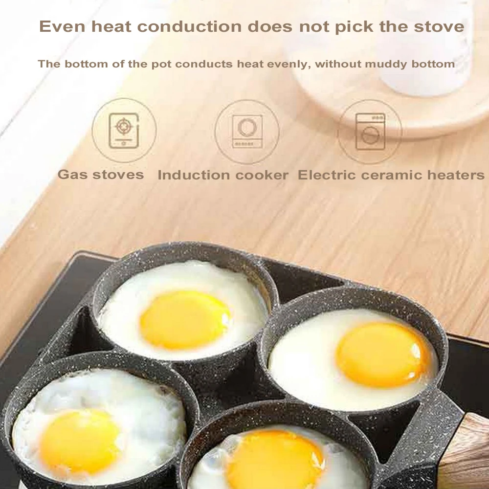 

4-hole Frying Pot Pan Thickened Omelet Pan Non-stick Egg Pancake Steak Pan Cooking Egg Ham Pans Breakfast Maker Cookware Kitchen