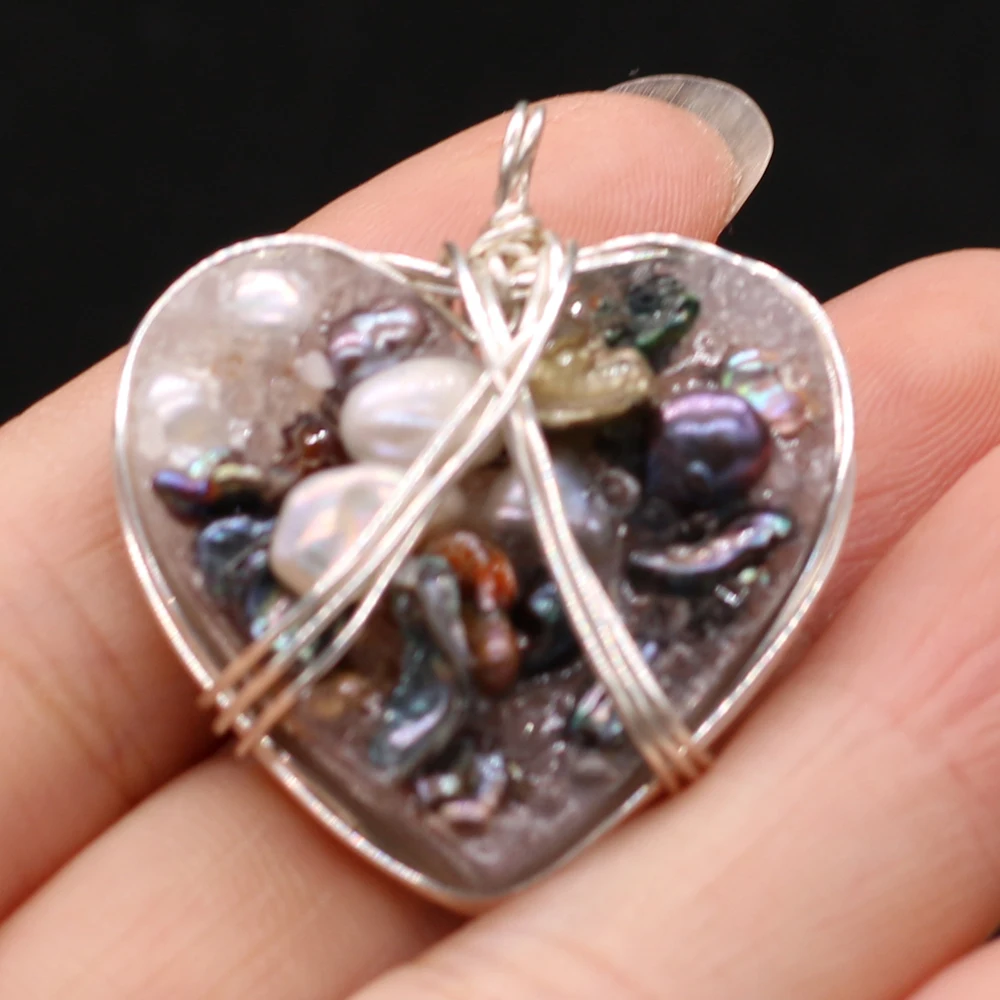 Натуральный Полудрагоценный камень в форме сердца жемчуг хрустальные бутоны