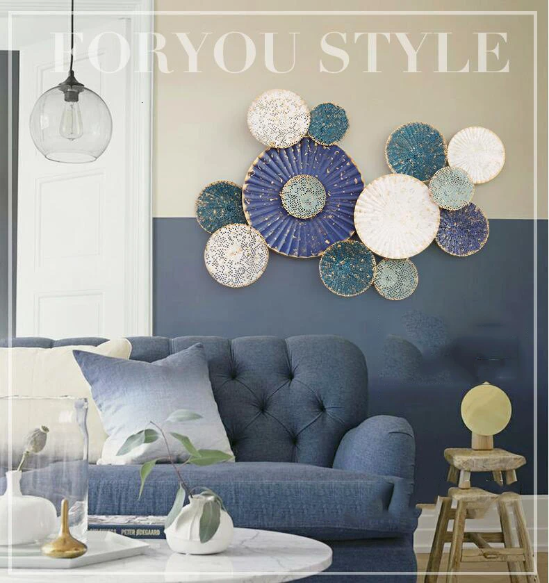 Современный кованый железный диван фон настенная круглая форма росписи ремесла