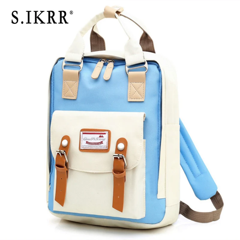 White Blue S. IKRR, женский рюкзак, многофункциональный, водонепроницаемый, Оксфорд, рюкзак для путешествий, рюкзак для девочек-подростков, Большой Вместительный рюкзак, Mochila - Цвет: White Blue