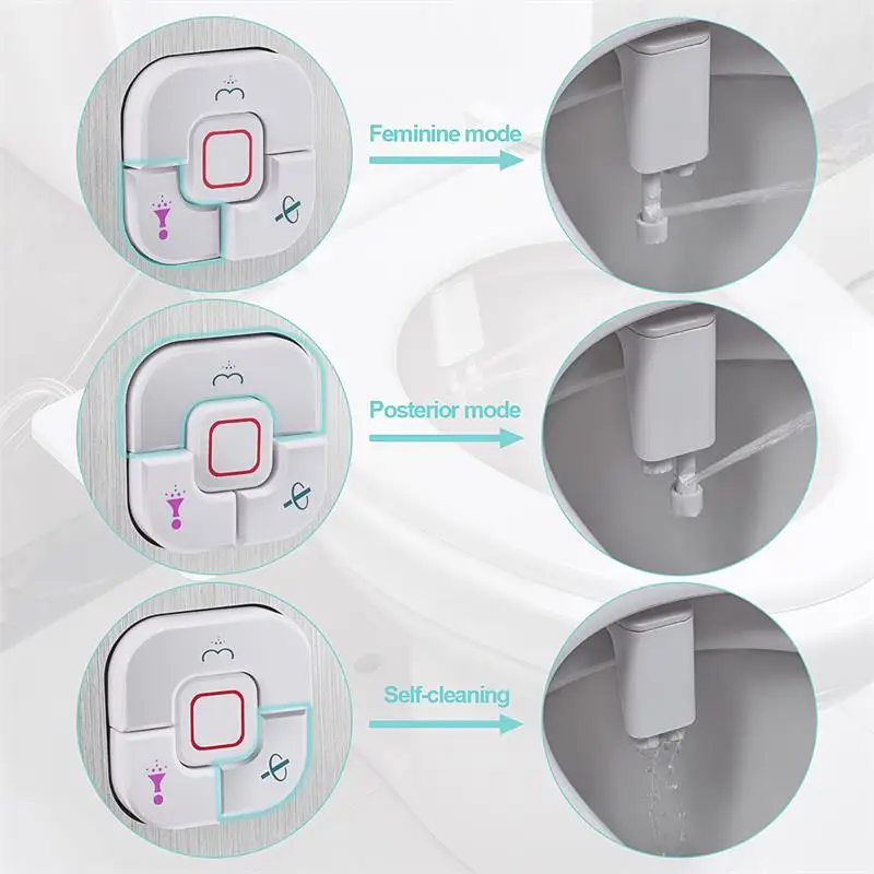 

2021Bidet Toilet Seat Attachment Ultra-thin 5mm Non-electric Self-cleaning Dual Nozzles Frontal & Rear Wash for Cold Water