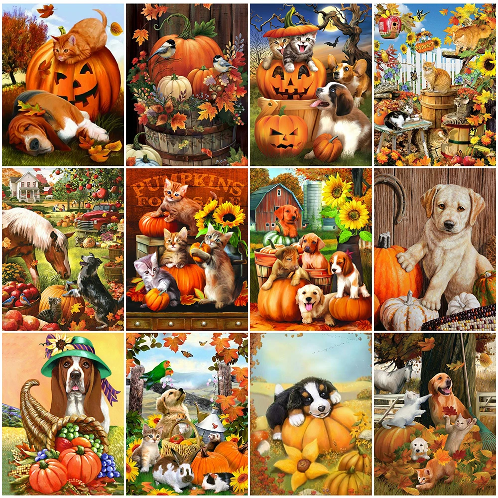 EverShine Diamond Painting Full Square Drill Halloween Mosaic Pumpkin Picture Of Rhinestones Embroidery Decor For Home|Алмазная