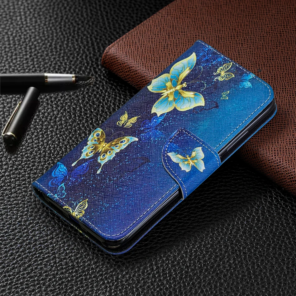 Кожаный чехол с бабочками для телефона Samsung Galaxy A50 A40 M30 M20 M10 J3 2016 J5 книжка