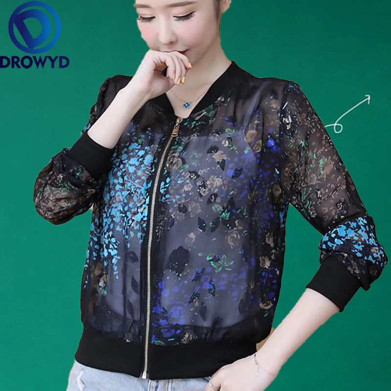 

Summer Black Sequins Thin Baseball Jacket Women Casual Pockets Transparent Bomber Tops Breathable Sunscreen Cardigan Slim Coat