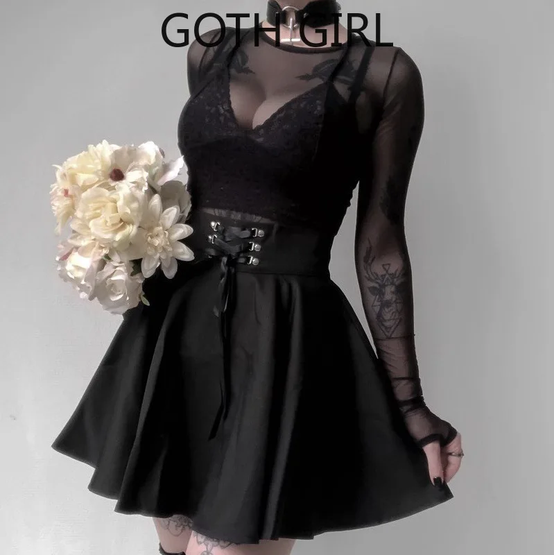 

Goth Girl Japanese College Style Is Small and Fresh. Black Jk Peng Skirt Female Strap Zipper INS Girl Pleated Skirt Black Skirt