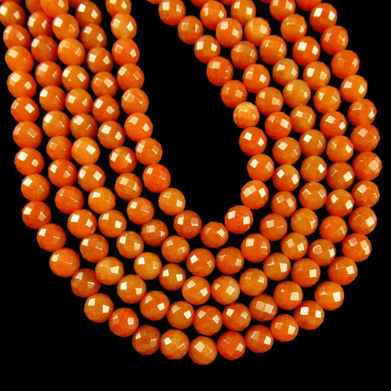 

1Strand 7mm Faceted Jacinth Jades Round Ball Loose Bead 15.5 inch 29g TZ1760