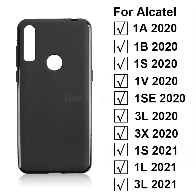 2021 nuova custodia morbida in TPU nero per Alcatel 1S 3L 3X 1A 1B 1SE 1V 1S 2020 Cover posteriore