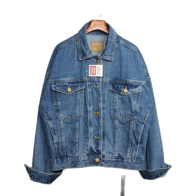 

Spring Autumn Loose Blue Denim Jacket Coat Women Student Outerwear Chaqueta Mujer Korean Long sleeve Short Jeans Jacket Female
