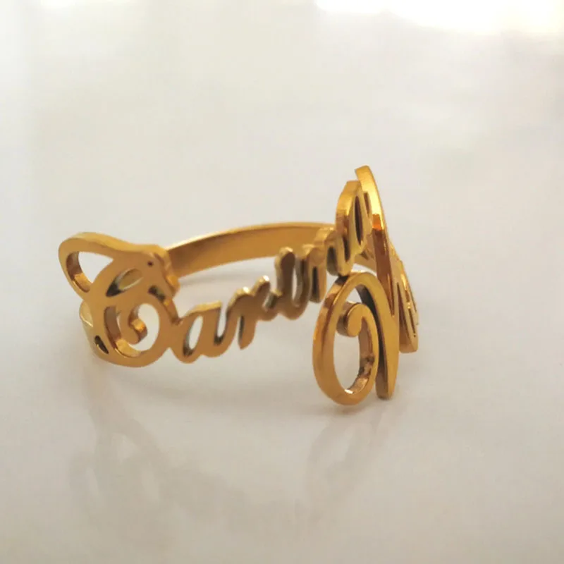 Кольцо с двойным именем для мужчин и женщин кольцо из нержавеющей стали двумя