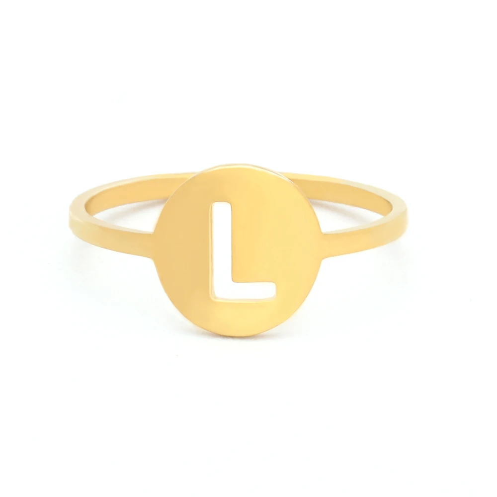 

Stainless Steel Personalized A-Z Initial Rings For Women Men Jewelry Custom Alphabet Letter Moon Heart Symbol Adjustable Ring