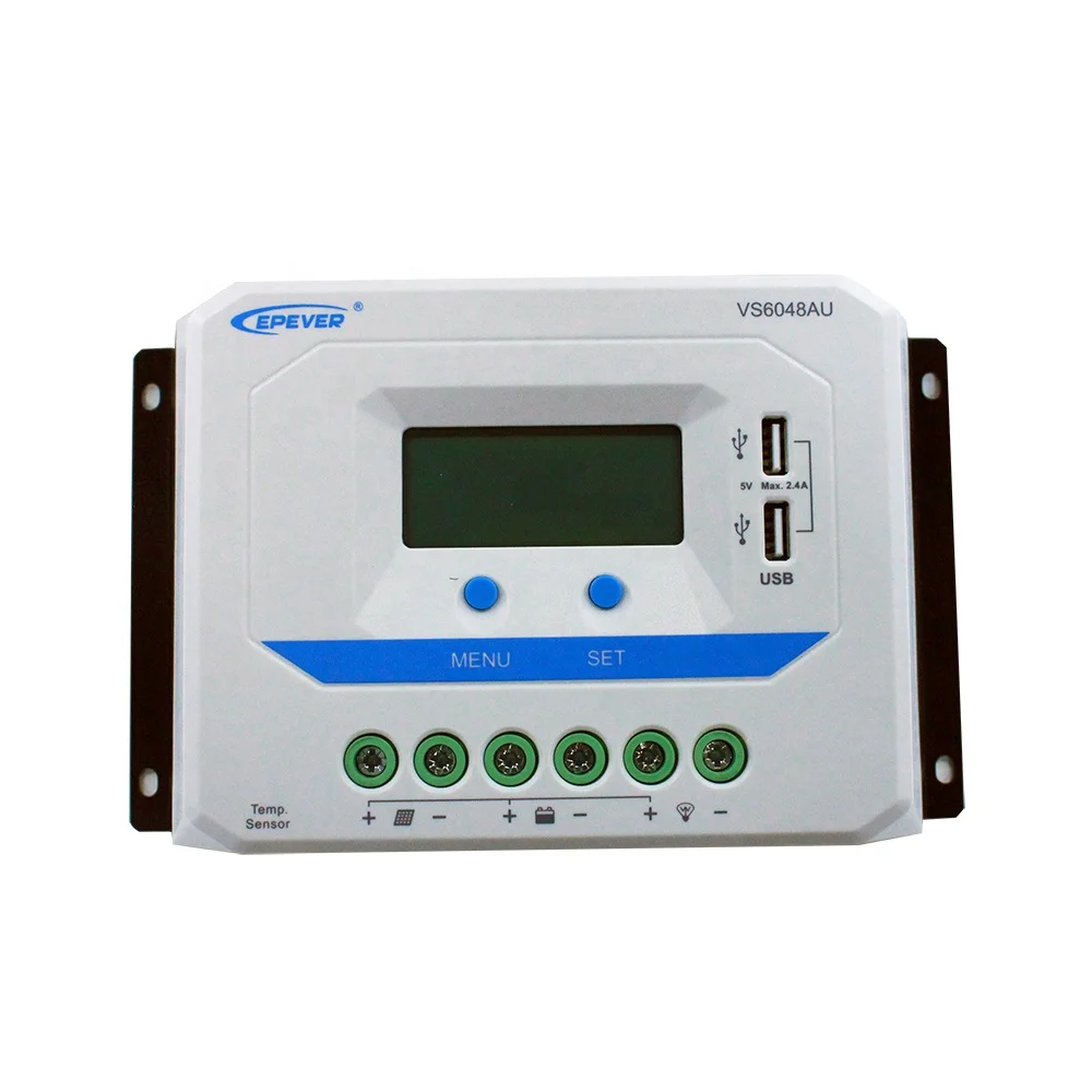 

EPEVER 60A Solar Charge Controller, 12V/24V/36V/48V Intelligent Regulator with Dual USB Port PWM LCD Display VS6048AU