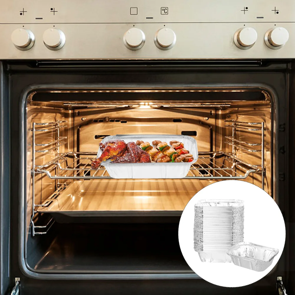 

125pcs Tin Foil Pans Portable Foil Pans Foil Boxes Barbecue Boxes with Lids