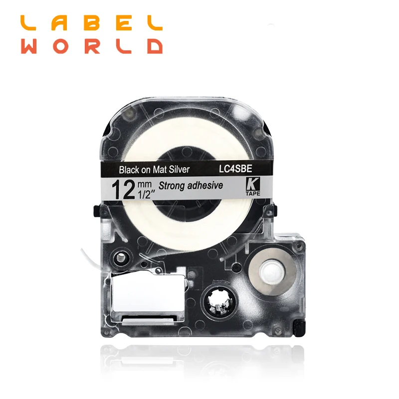

12 мм EPSON запечатанных лент для черный на матовый серебряный машинка этикетка совместимый для kingjim этикетировщик LW-300 lw400 epson принтер для печат...