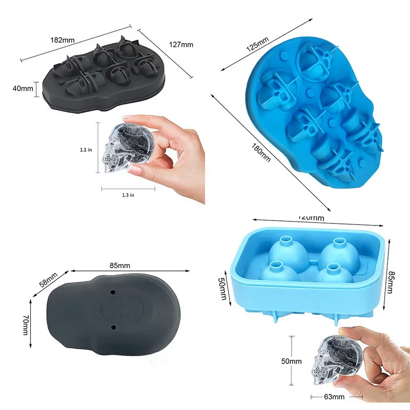 Силиконовый поднос для кубиков льда 3D форма черепа изготовитель виски коктейлей