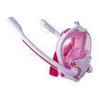 Маска для подводного плавания, Сноркелинга с двумя трубками, розовая и белая, незапотевающая, для подводной охоты