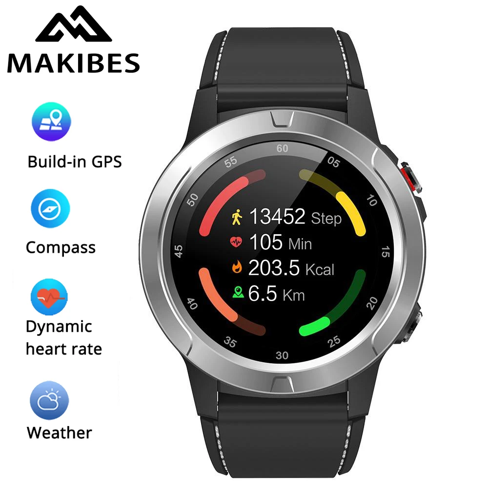 Makibes M4 умные часы для мужчин компас gps Smartwatch многоязычные IP67 водонепроницаемый