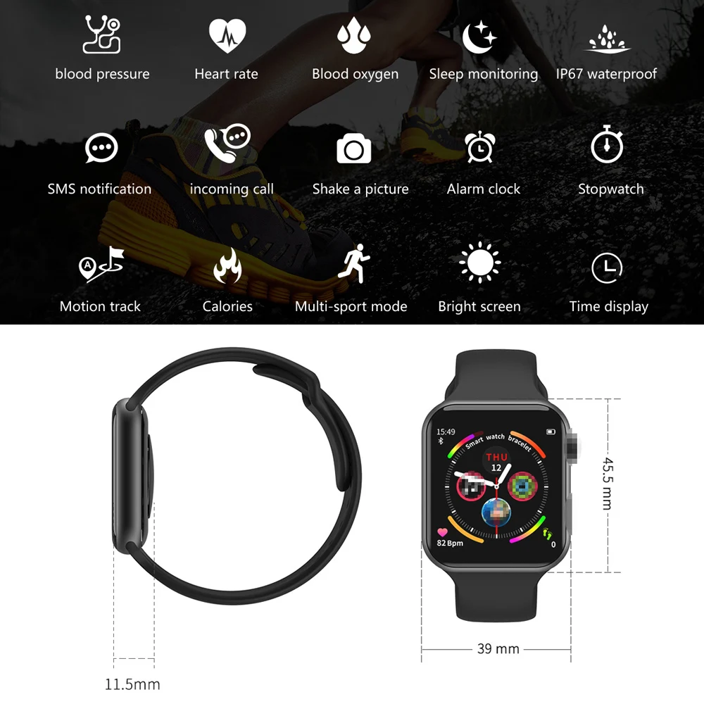 F10Plus Bluetooth Смарт часы Сенсорный экран спортивные пульсометр водонепроницаемый