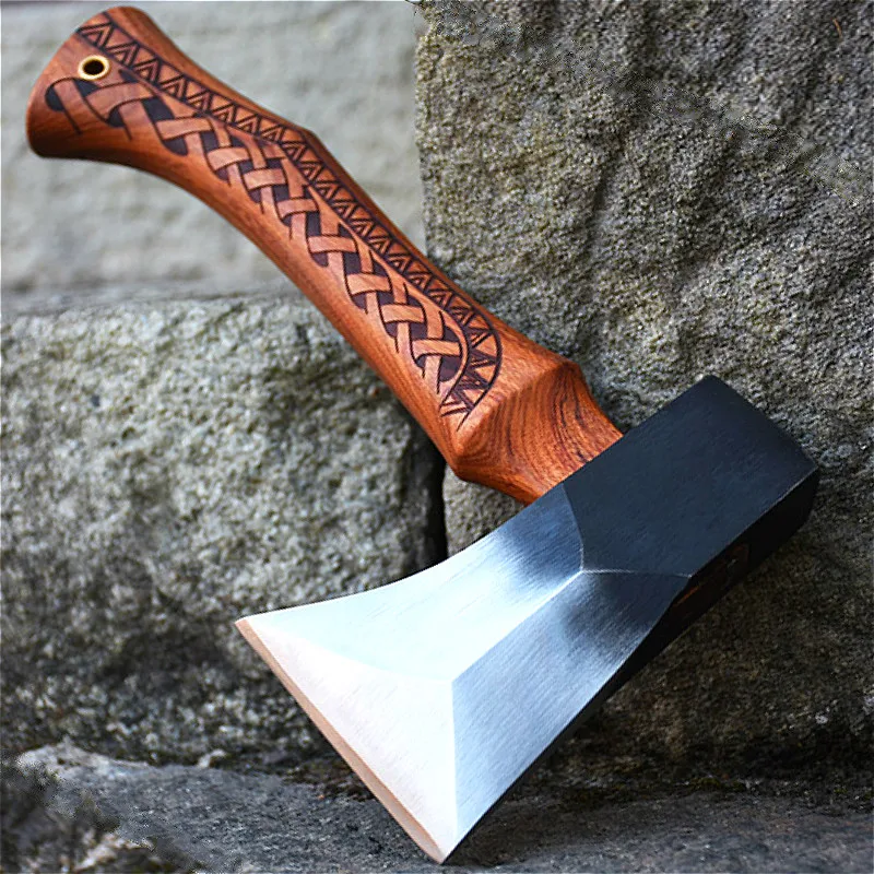 Longquan steel process manual forging and cutting bone axe, acid branch and wood handle carving non-slip heavy single-hand axe