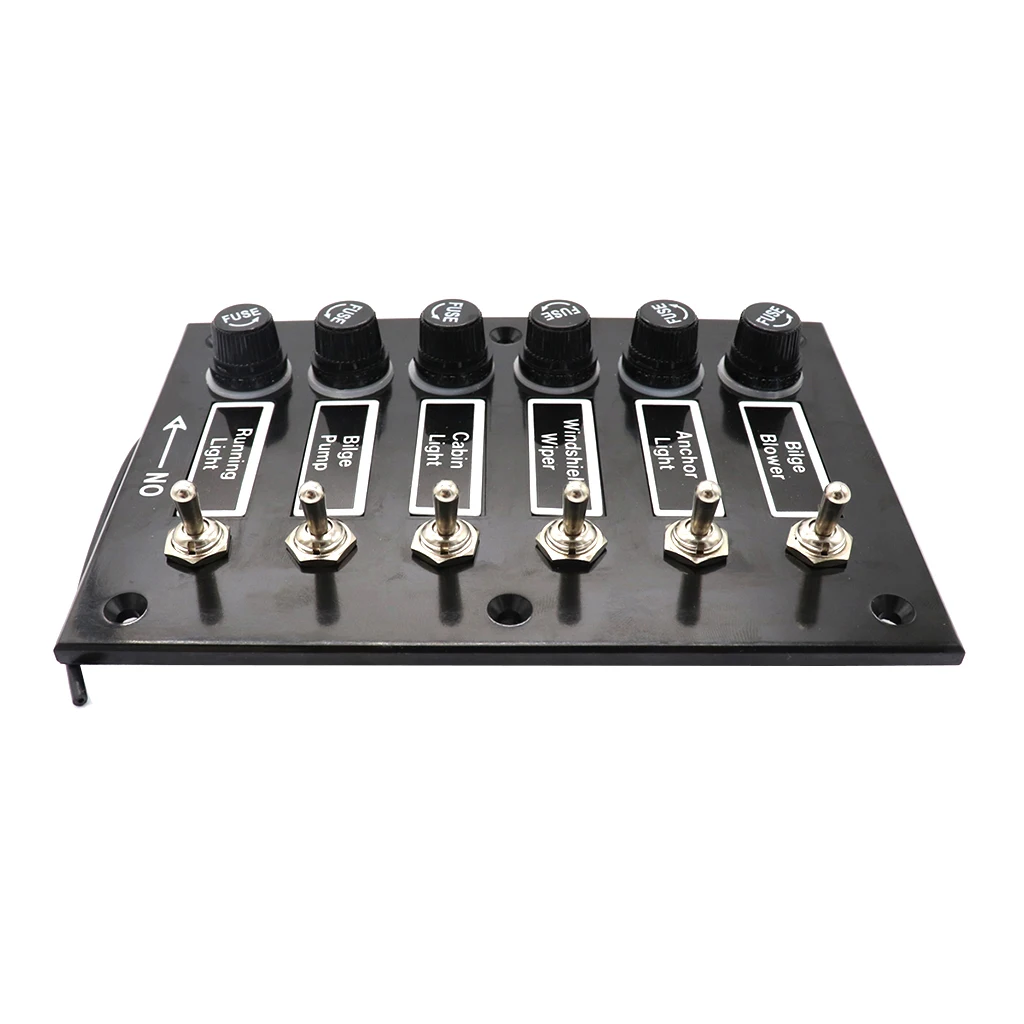 Черный Электрический рокерный выключатель 6 банд водонепроницаемый