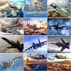 Алмазная живопись, картина 5D сделай сам с изображением истребителя, самолета, вышивка крестиком, полноразмерная, круглая, для творчества, домашний декор, художественный подарок