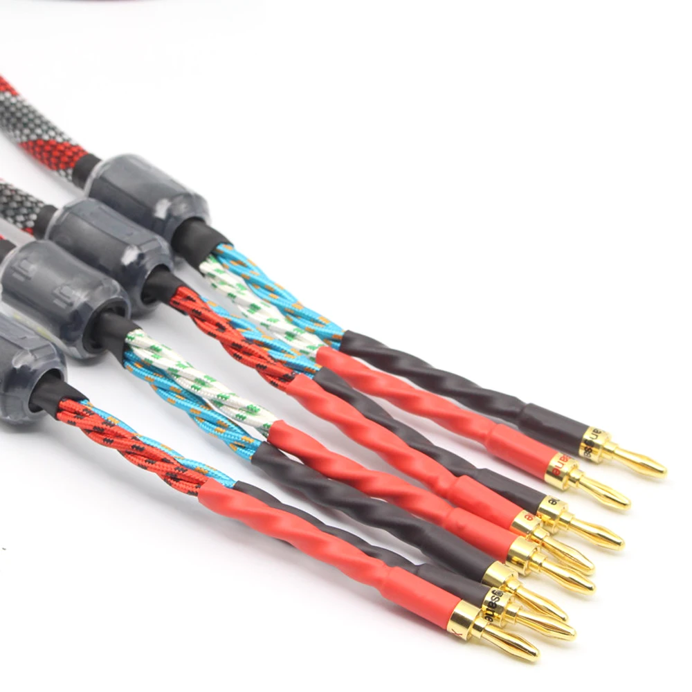 

Pair Hi-End oxygen-free copper audio speaker cable HI-FI high-end amplifier speaker cable Banana plug