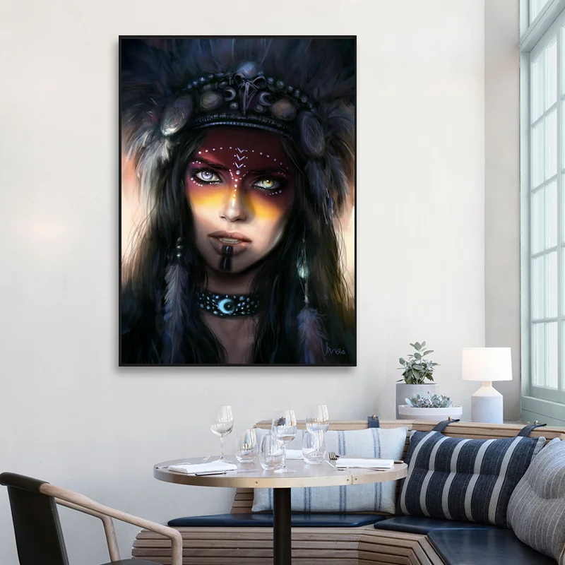 

Abstract Indian Woman Girl Canvas Painting Posters Fashion Beauty Art Print Poster Wall Pictures For Living Room Home Unframed
