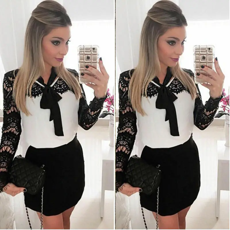 

Новое модное женское облегающее Повседневное платье с длинным рукавом и круглым вырезом, вечерняя Клубная одежда, сексуальное кружевное же...