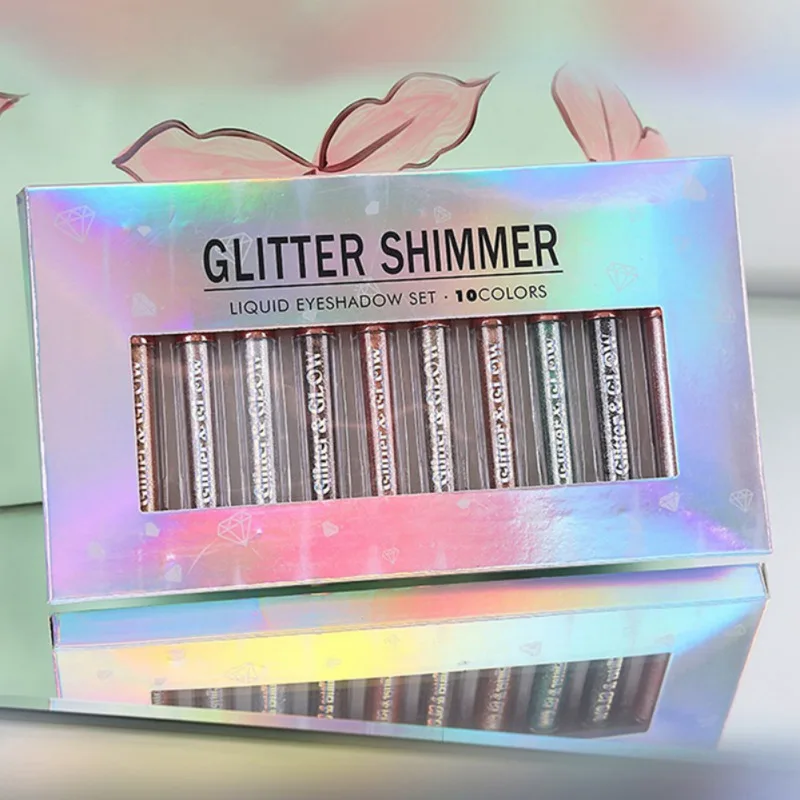 

Liquid Eyeshadow Set Durable Nude Lip Gloss Long-Lasting Non-Stick Cup Not Fade Waterproof 10pcs/set Diamond Sparkling Liquid .