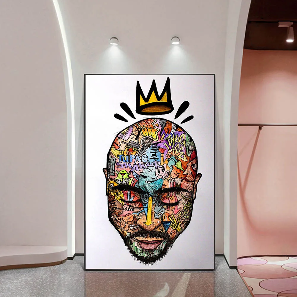 Фото Художественный портрет в стиле граффити 2PAC Tupac настенные художественные плакаты