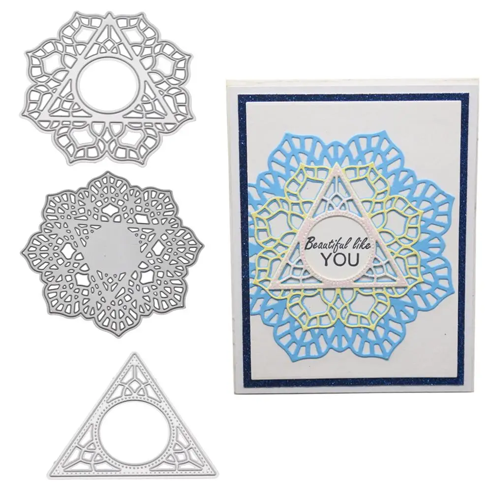 Треугольные штампы с цветами для изготовления открыток металлические высечки