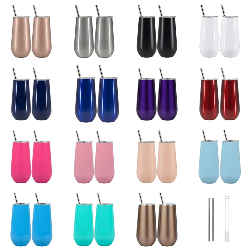 2 шт. 6 унций чашки для вина термос с вакуумной изоляцией из нержавеющей стали