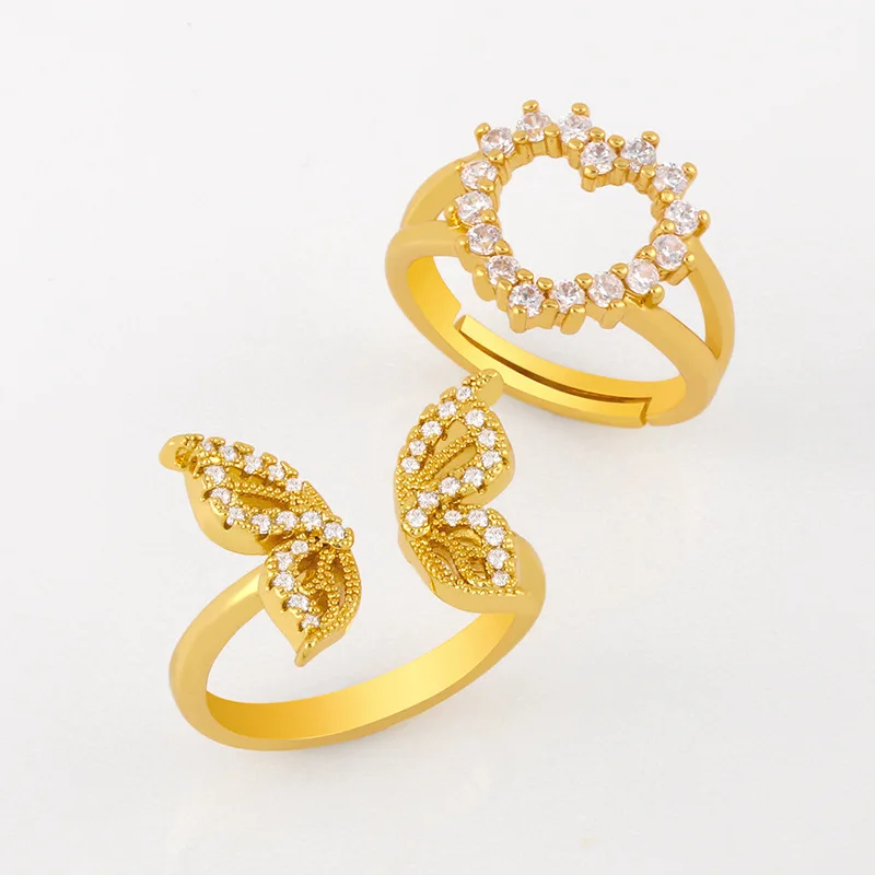 

Funmode New Arrival Sparkling CZ Butterfly Adjustable Rings For Women Mariage Party Gift Wholesale anillos mujer FR38