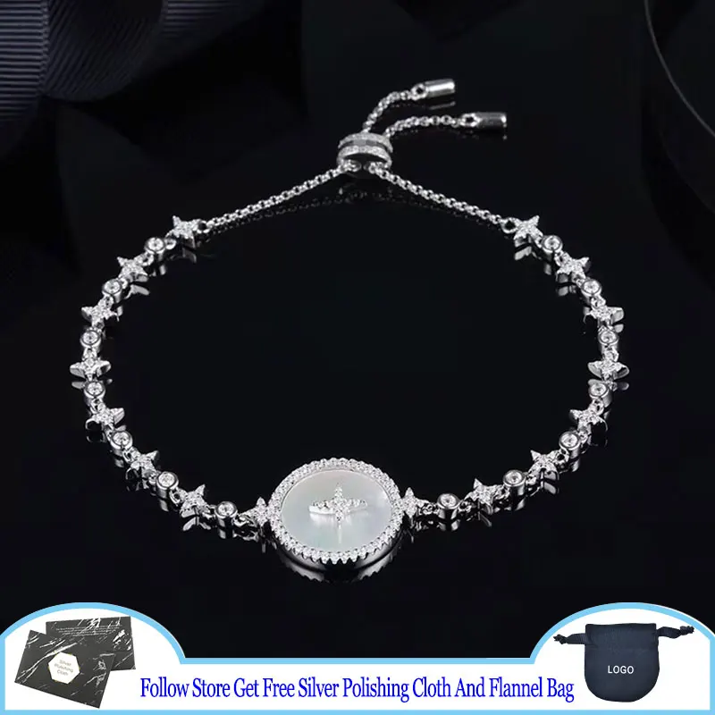 

S925 Sterling Silver Bracelet ETERNELLE Star Adjustable Bracelet Noble Elegant Birthday Gift With Logo Trend Lady Luxury Jewelry