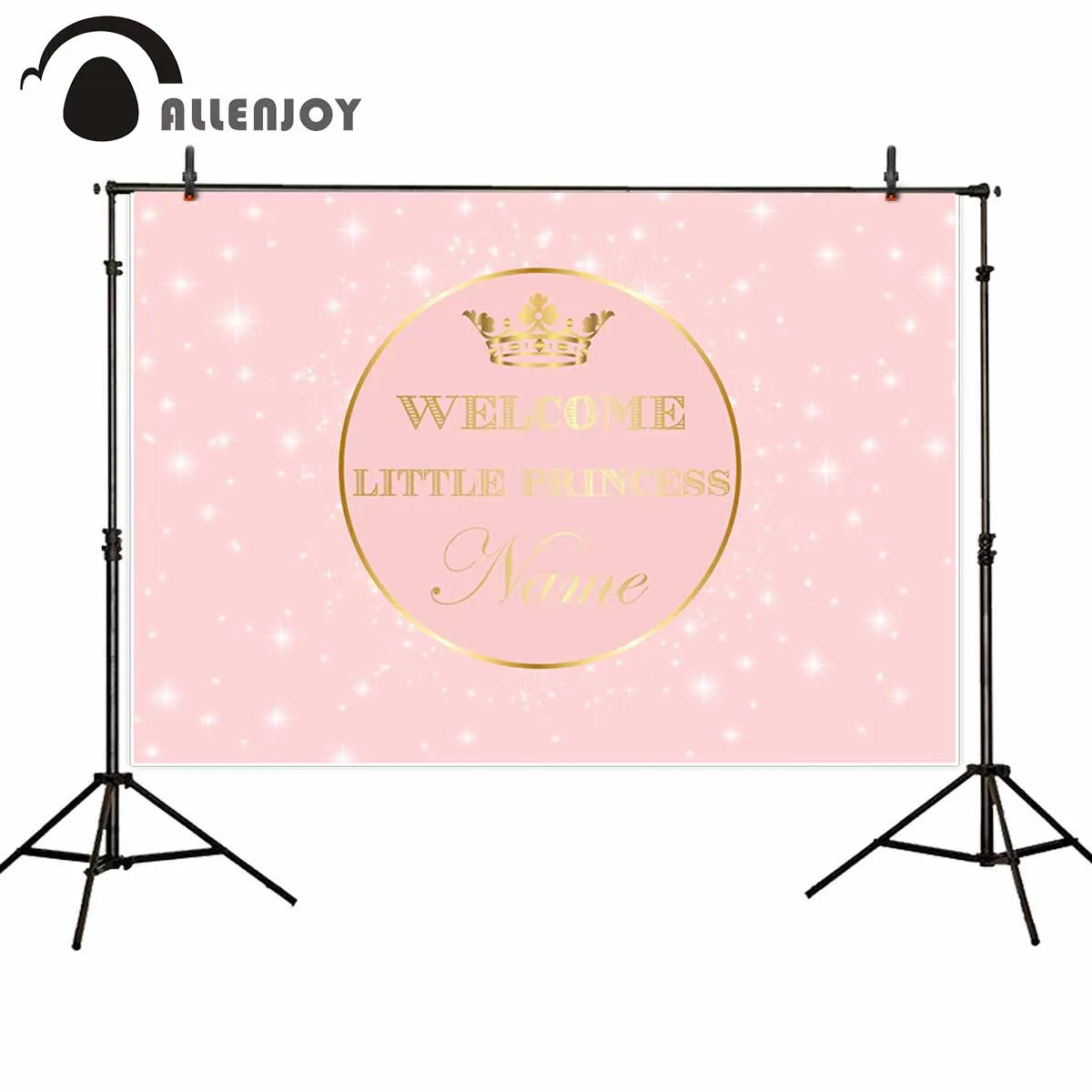 Allenjoy Pink Glitter Banner Golden Letters Welcome Little Princess Grown Baby Girl Event Supplies Child Newborn Party Curtains | Дом и сад