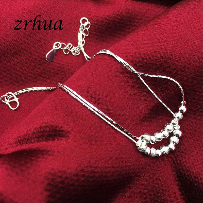 Богемные 925 Серебряные ножные браслеты для женщин многослойные бусы кулон ножной