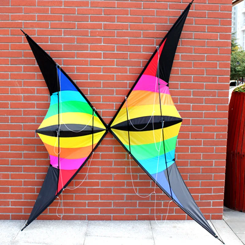 Out Door Sport 1.8/2.2 m Power Stunt Kite  Dual Line Rainbow Triangle Kite Good  Flying  With Handle And Line