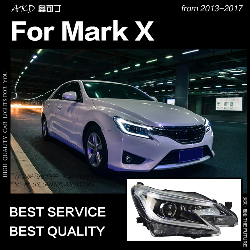 AKD автостайлинг для Toyota Mark X фары 2013 2017 Новинка Reiz светодиодный ные DRL Hid