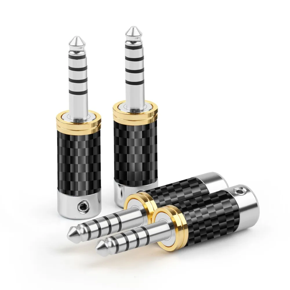 

HIFI Minijack 4.4mm 5Pole Earphone Plug Carbon Fiber Rhodium Plating Audio Jack For Soldering DIY Headset Wire Connector
