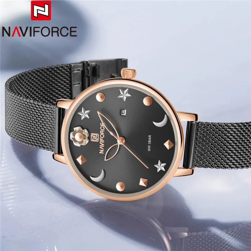 Часы наручные NAVIFORCE женские из нержавеющей стали брендовые роскошные