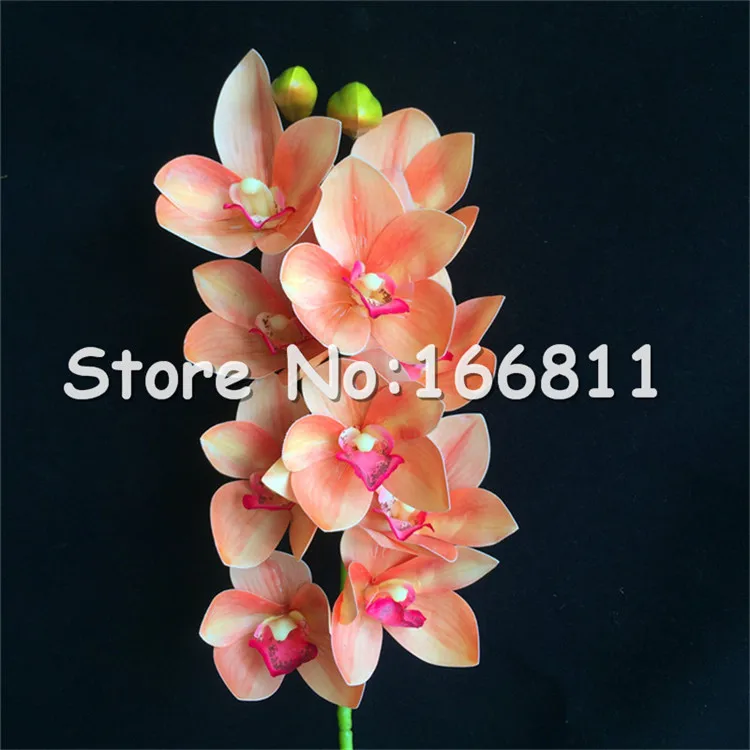 orange cymbidium Искусственный цветок орхидеи фаленопсис, настоящее прикосновение, латекс, высокое качество, Бабочка, Орхидея, Цимбидиум, растение, центральный силиконовый цветок - Цвет: orange cymbidium